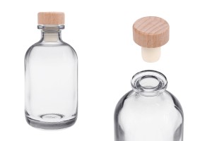 100 ml transparente Glasflasche mit Silikonkorken mit Holzkopf-imazh_produkt