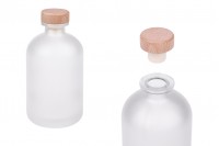 Glass frosted bottle 500 ml with silicone cork and wooden head