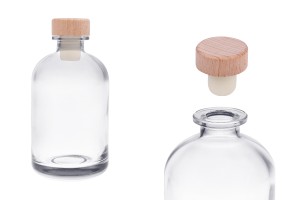 Flacon en verre transparent de 500 ml avec bouchon en silicone et tête en bois-εικόνα_προϊοντική