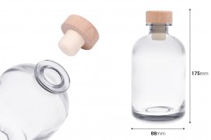 500ml transparent glass bottle with silicone cork with wooden head