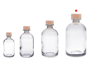 Flacon en verre transparent de 500 ml avec bouchon en silicone et tête en bois-εικόνα_σύνθεση