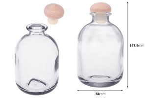 Glasflasche 370 ml mit Silikonkorken mit Holzkopf-εικόνα_διαστάσεις
