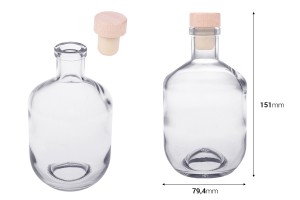 Bottiglia in vetro da 330 ml con tappo in silicone e testa in legno-εικόνα_διαστάσεις