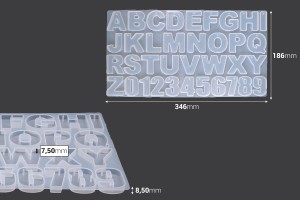 Alfabeti dhe numrat e kallëpit silikoni 346x186x8,5 mm-dimensioni_immagine