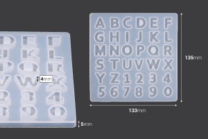 Moule en silicone Alphabet et Chiffres 133x135x5 mm-εικόνα_διαστάσεις