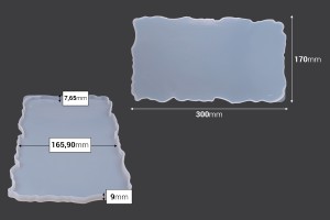 Moule Irrégulier en Silicone pour Plateaux 300x170mm-εικόνα_διαστάσεις