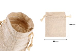 Beutel 80x100mm Baumwolle in Beige - 50 Stück-εικόνα_διαστάσεις