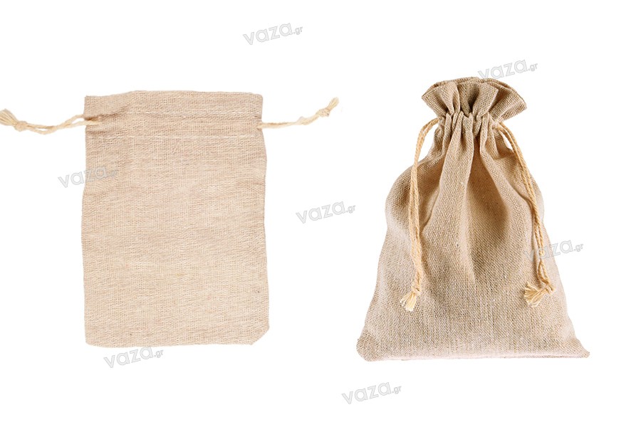 Bag 95x135 mm cotton in beige color - 50 pcs
