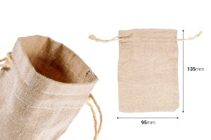 Sac 95x135 mm coton de couleur beige - 50 pcs-εικόνα_διαστάσεις