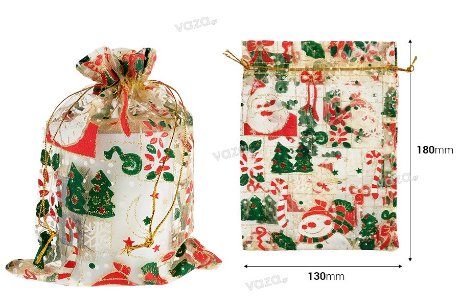 Christmas organza bag 130x180 mm - 50 pcs