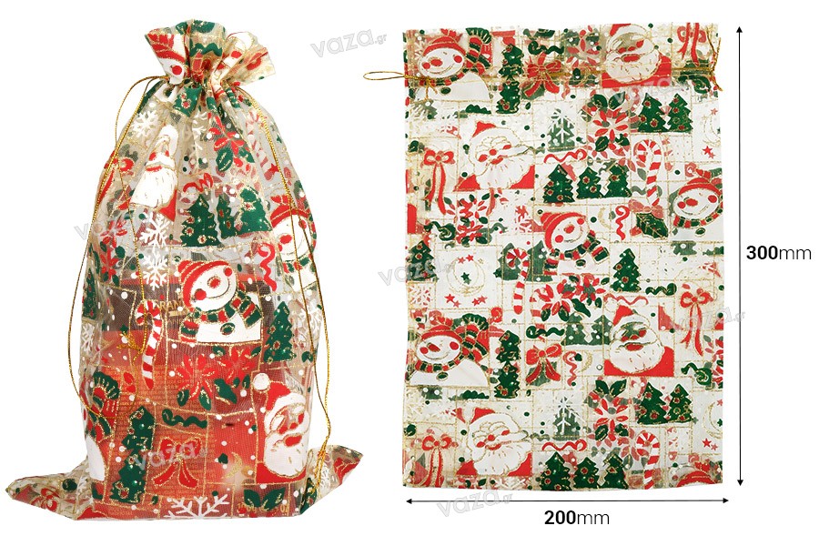 Christmas bag 200x300 mm made of organza - 25 pcs