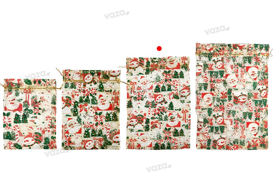 Çanta e Krishtlindjeve 200x300 mm e bërë nga organza - 25 copë