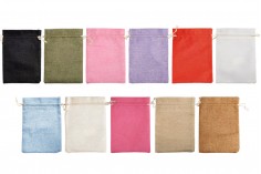 Pochette 95x135 mm en tissu de lin de différentes couleurs avec cordon