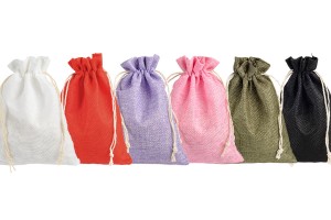 Pochette 125x175 mm en tissu de lin de différentes couleurs avec cordon-8