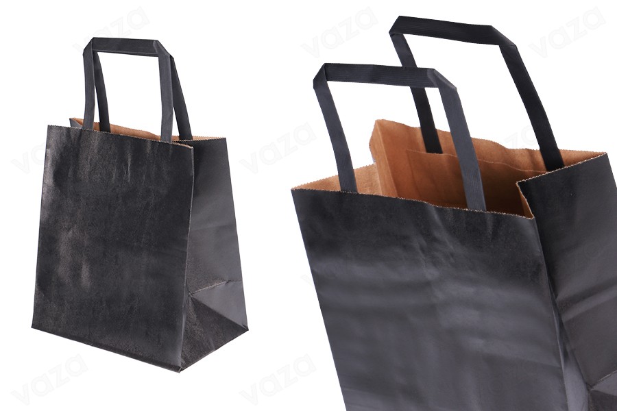Sac cadeau en papier 180x110x200 mm de couleur noire avec poignée - 12 pcs-εικόνα_προϊοντική