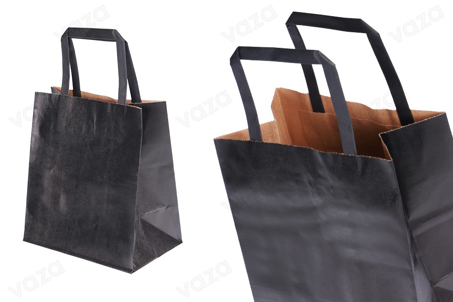 Sac cadeau en papier 180x110x200 mm de couleur noire avec poignée - 12 pcs Sac cadeau en papier 180x110x200 mm de couleur noire avec poignée - 12 pcs-εικόνα_προϊοντική