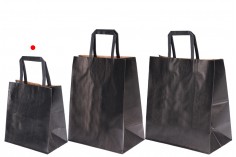 Paper gift bag 180x110x200 mm in black color with handle - 12 pcs