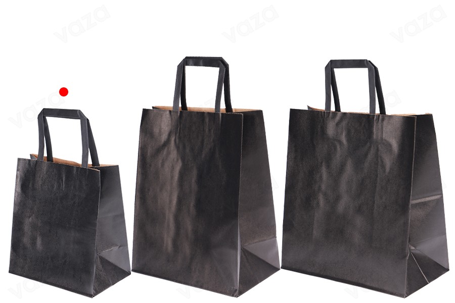 Sac cadeau en papier 180x110x200 mm de couleur noire avec poignée - 12 pcs-εικόνα_σύνθεση