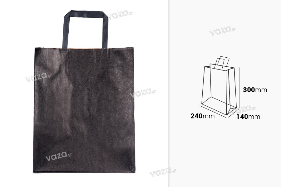 Σακούλα δώρου χάρτινη 240x140x300 mm σε μαύρο χρώμα με χερούλι - 12 τμχ