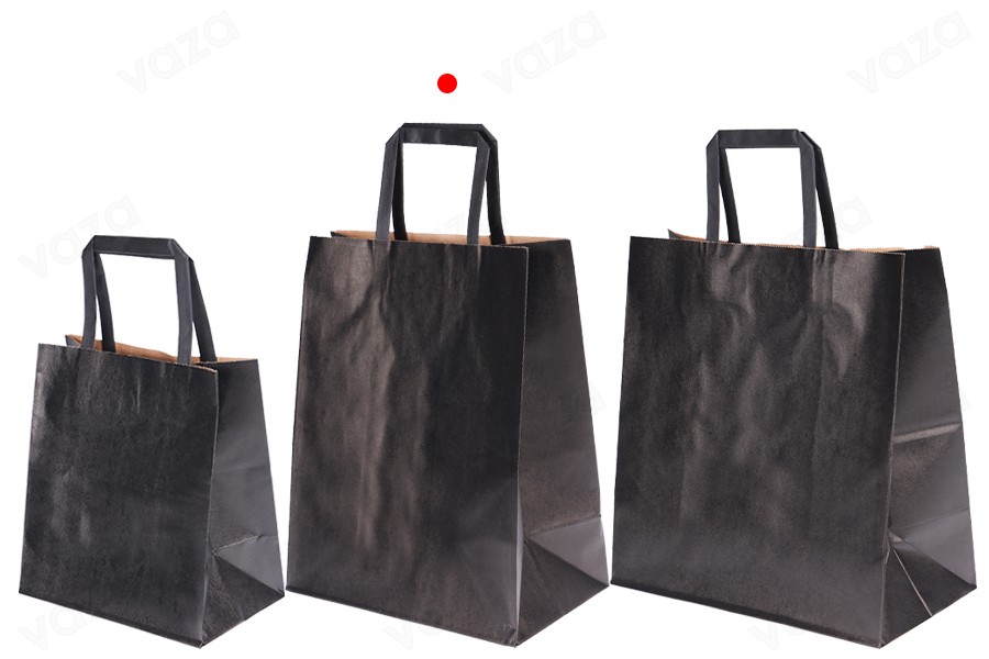 Sac cadeau en papier 240x140x300 mm de couleur noire avec poignée - 12 pcs Sac cadeau en papier 240x140x300 mm de couleur noire avec poignée - 12 pcs-photo_groupe