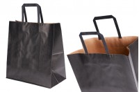 Paper gift bag 280x150x300 mm in black color with handle - 12 pcs