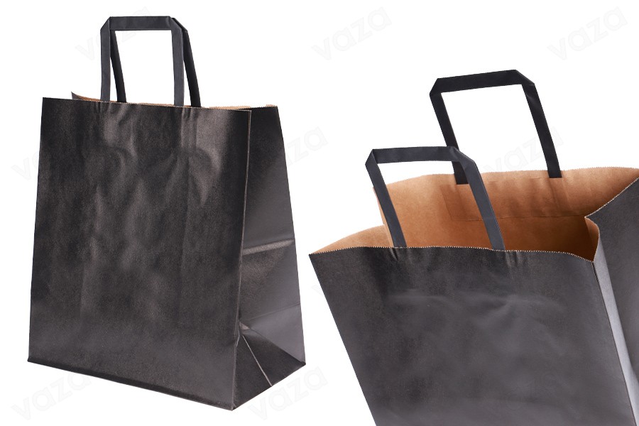Sac cadeau en papier 280x150x300 mm de couleur noire avec poignée - 12 pcs Sac cadeau en papier 280x150x300 mm de couleur noire avec poignée - 12 pcs-εικόνα_προϊοντική