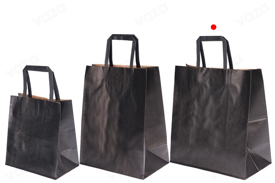 Sac cadeau en papier 280x150x300 mm de couleur noire avec poignée - 12 pcs Sac cadeau en papier 280x150x300 mm de couleur noire avec poignée - 12 pcs-εικόνα_σύνθεση