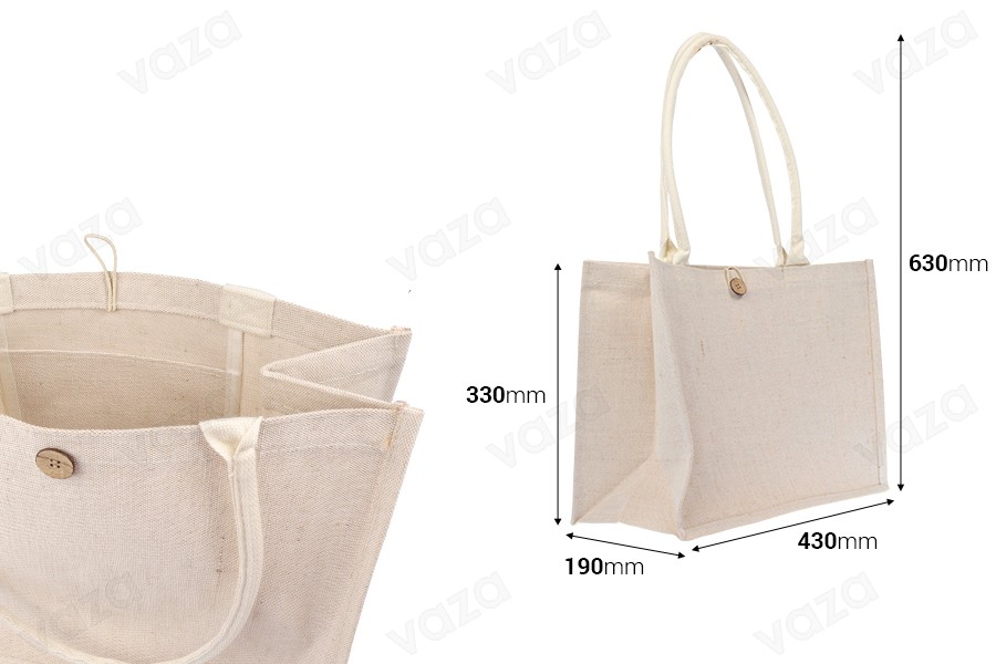 Tragetasche aus Baumwolle und Jute (320–350 g/m²) mit Innentasche-εικόνα_διαστάσεις