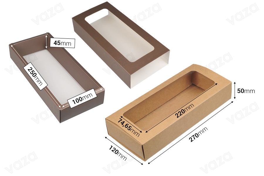Papierverpackungsbox 270x120x50 mm Schublade mit Sichtfenster - 12 Stück Papierverpackungsbox 270x120x50 mm Schublade mit Sichtfenster - 12 Stück-bildgruppe