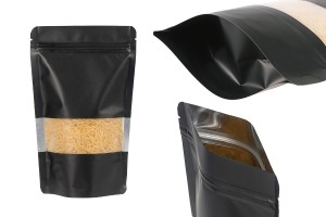 Sachets en aluminium de type Doy Pack 120x40x195 mm, avec fermeture "zip", fenêtre et thermoscellable  - 100 pcs-εικόνα_προϊοντική