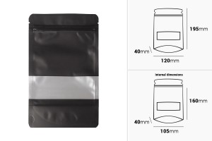 Sachets en aluminium de type Doy Pack 120x40x195 mm, avec fermeture "zip", fenêtre et thermoscellable  - 100 pcs-εικόνα_διαστάσεις