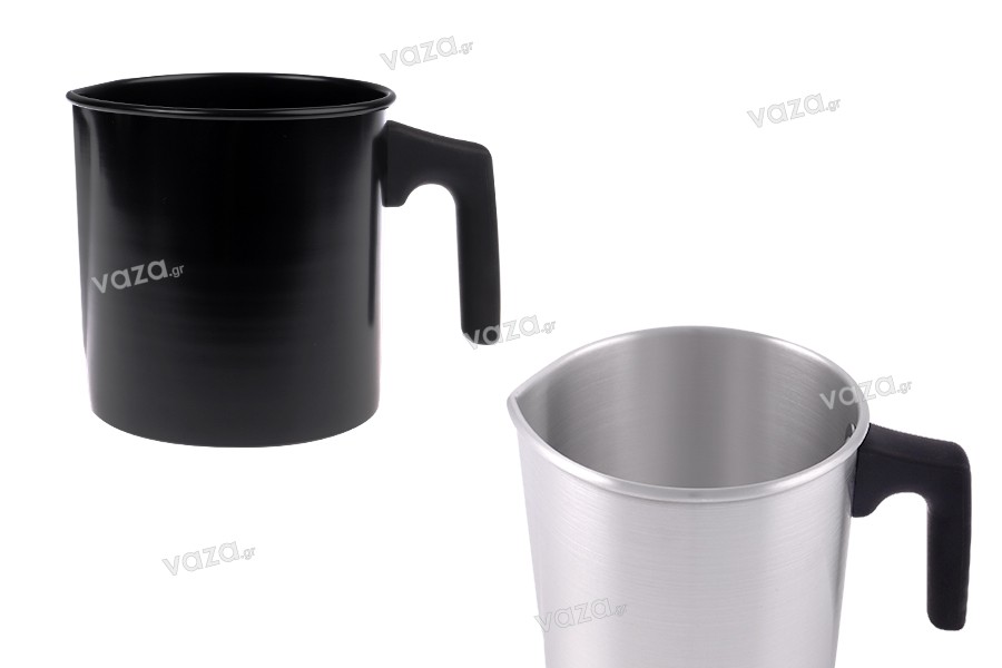 Σκεύος αλουμινίου 1200 ml σε ασημί ή μαύρο χρώμα με χερούλι