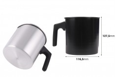 Σκεύος αλουμινίου 1200 ml σε ασημί ή μαύρο χρώμα με χερούλι