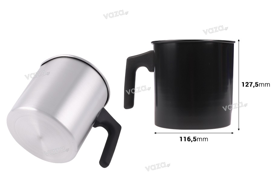 Σκεύος αλουμινίου 1200 ml σε ασημί ή μαύρο χρώμα με χερούλι