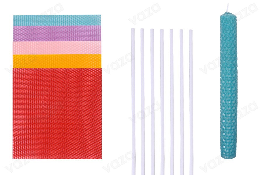 Kit per realizzare candele in cera d'api in vari colori (5 fogli)-εικόνα_προϊοντική