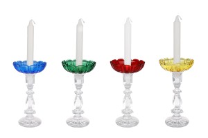 Bobèche en verre 118x34 avec trou central de 26 mm pour bougeoirs et lustres de différentes couleurs-εικόνα_σύνθεση