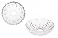 Plaque en verre transparent 118x34 mm avec trou central (26 mm) pour bougeoirs et lustres