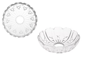 Plaque en verre transparent 118x34 mm avec trou central (26 mm) pour bougeoirs et lustres-1