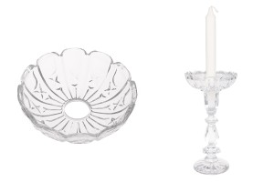 Plaque en verre transparent 118x34 mm avec trou central (26 mm) pour bougeoirs et lustres-3