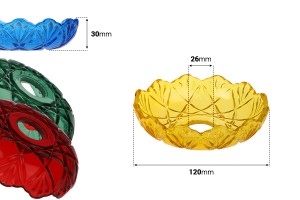Bobèche en verre 120x30 avec trou central de 26 mm pour bougeoirs et lustres de différentes couleurs-εικόνα_διαστάσεις