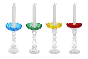 Bobèche en verre 120x30 avec trou central de 26 mm pour bougeoirs et lustres de différentes couleurs-εικόνα_σύνθεση