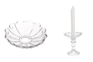 Bobèche en verre transparent 110x26 avec trou central de 26 mm pour bougeoirs et lustres de différentes couleurs-εικόνα_σύνθεση