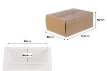 Papierverpackungsschachtel (300 g/m²) 110x80x45 mm mit transparentem Schubladenfenster in Weiß und Kraftfarbe – 12 Stück Papierverpackungsschachtel (300 g/m²) 110x80x45 mm mit transparentem Schubladenfenster in Weiß und Kraftfarbe – 12 Stück