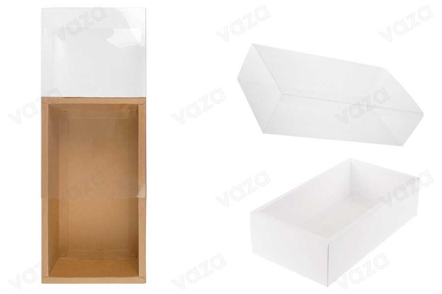 Papierverpackungsschachtel (300 g/m²) 220x120x60 mm mit transparentem Schubladenfenster in Weiß und Kraftfarbe – 12 Stück Papierverpackungsschachtel (300 g/m²) 220x120x60 mm mit transparentem Schubladenfenster in Weiß und Kraftfarbe – 12 Stück-εικόνα_προϊοντική
