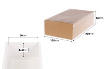Papierverpackungsschachtel (300 g/m²) 220x120x60 mm mit transparentem Schubladenfenster in Weiß und Kraftfarbe – 12 Stück