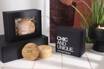 Boîte d'emballage en papier kraft noir avec fenêtre 170 x 130 x 60 mm Boîte d'emballage en papier kraft noir avec fenêtre 170 x 130 x 60 mm