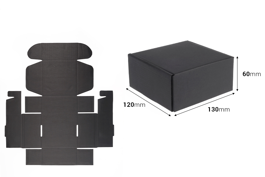 Schwarze Verpackungsschachtel aus Kraftpapier ohne Fenster 130x120x60 mm