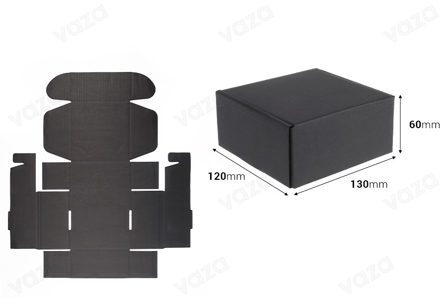 Schwarze Verpackungsschachtel aus Kraftpapier ohne Fenster 130x120x60 mm Schwarze Verpackungsschachtel aus Kraftpapier ohne Fenster 130x120x60 mm-εικόνα_διαστάσεις
