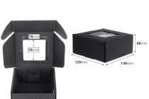Schwarze Verpackungsschachtel aus Kraftpapier mit Fenster 130x120x60 mm