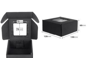 Schwarze Verpackungsschachtel aus Kraftpapier mit Fenster 130x120x60 mm-2
